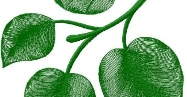 Elegant Green Leaf Branch Embroidery Design