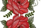 Elegant Red Rose Floral Embroidery Design
