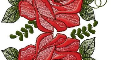 Elegant Red Rose Floral Embroidery Design