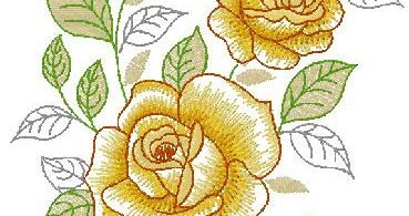 Golden Rose & Butterfly Embroidery Design