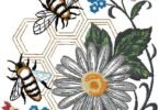 Bee and Wildflower Embroidery Design