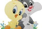 Cute Bird & Bunny Friends Embroidery Design