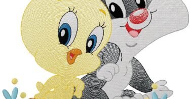 Cute Bird & Bunny Friends Embroidery Design