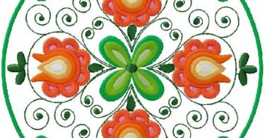 Scandinavian Folk Art Floral Embroidery Design