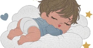 Sleeping Baby on Cloud Embroidery Design