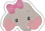Sweet Pink Bow Elephant Embroidery Design