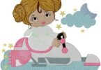 Princess Race Car Embroidery Design