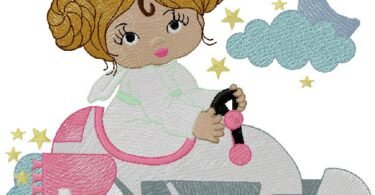 Princess Race Car Embroidery Design